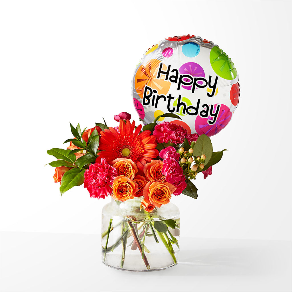 Fiesta Bouquet with Birthday Balloon – Our Flower Shop, Gibsonton FL