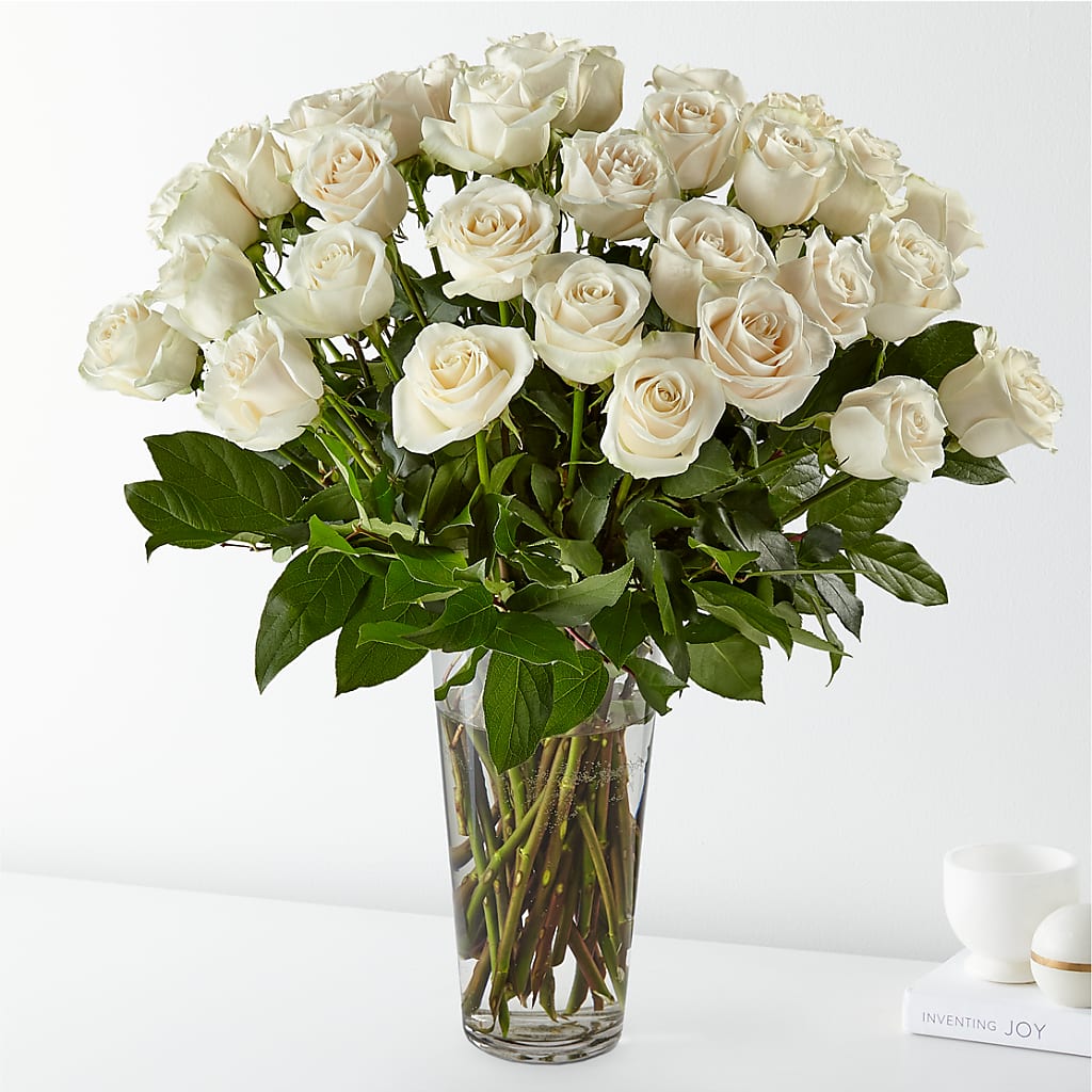 Long Stem White Rose Bouquet – Our Flower Shop, Gibsonton FL