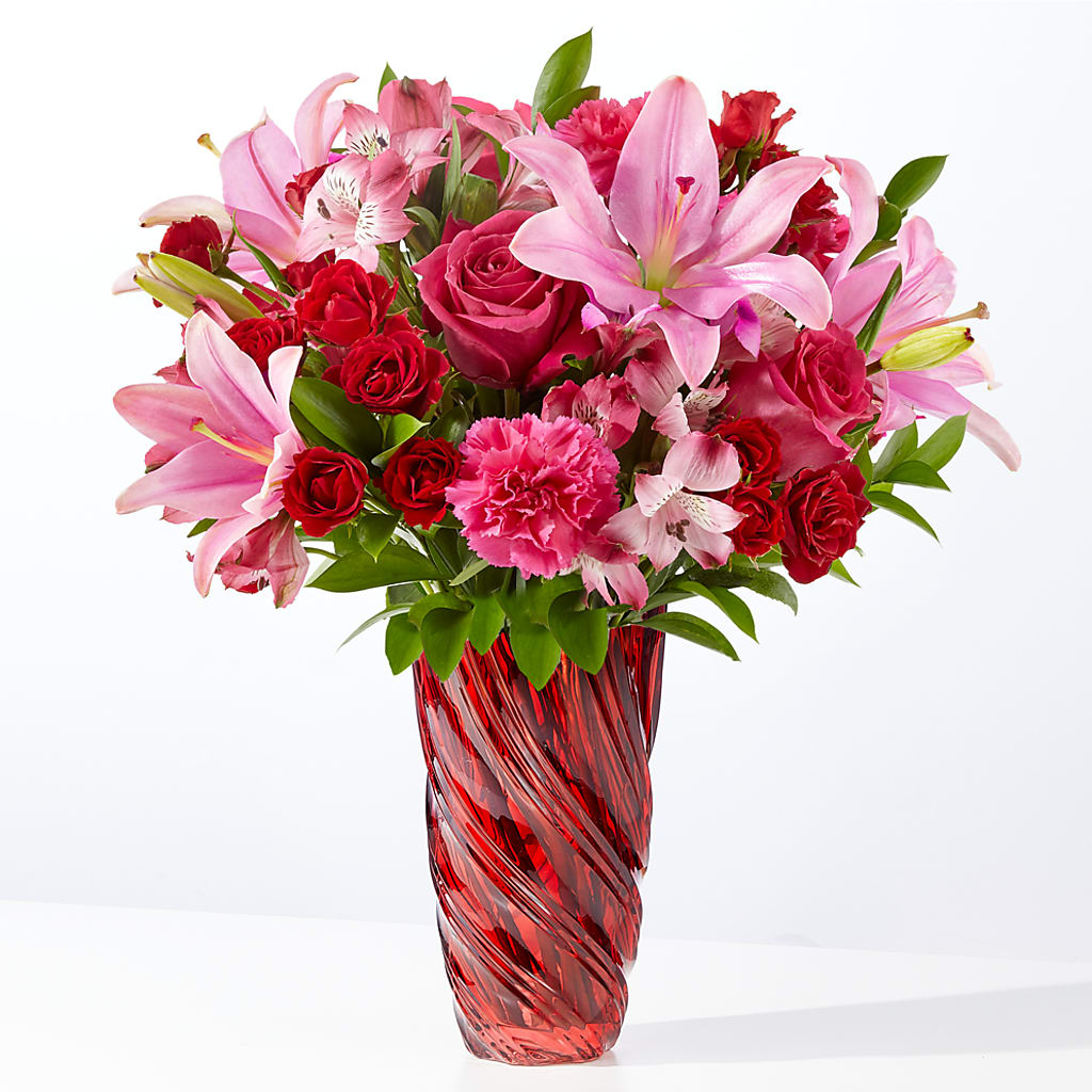 In Love Bouquet with Luxe Swirl Vase – Our Flower Shop, Gibsonton FL