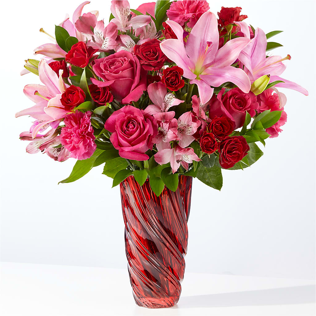 In Love Bouquet with Luxe Swirl Vase – Our Flower Shop, Gibsonton FL