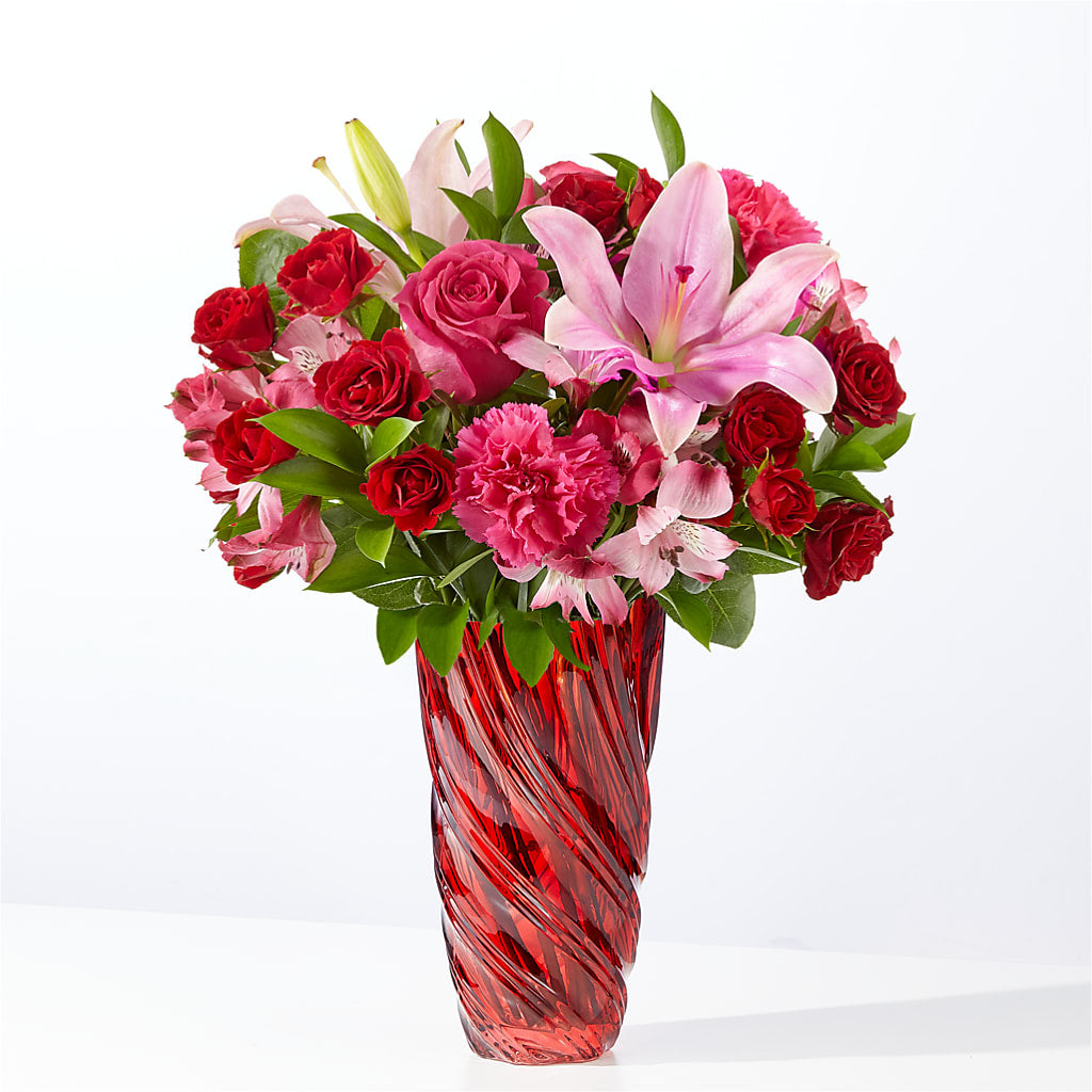 In Love Bouquet with Luxe Swirl Vase – Our Flower Shop, Gibsonton FL