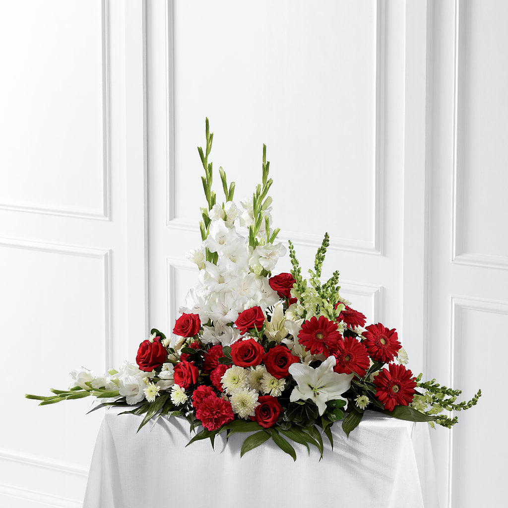 Crimson & White Arrangement – Our Flower Shop, Gibsonton FL
