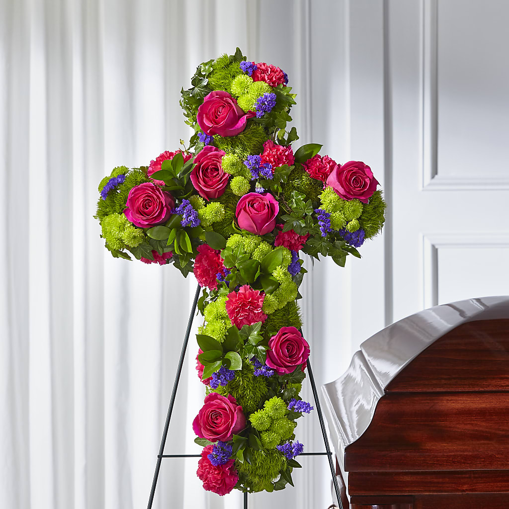Tribute Rose Floral Cross – Our Flower Shop, Gibsonton FL