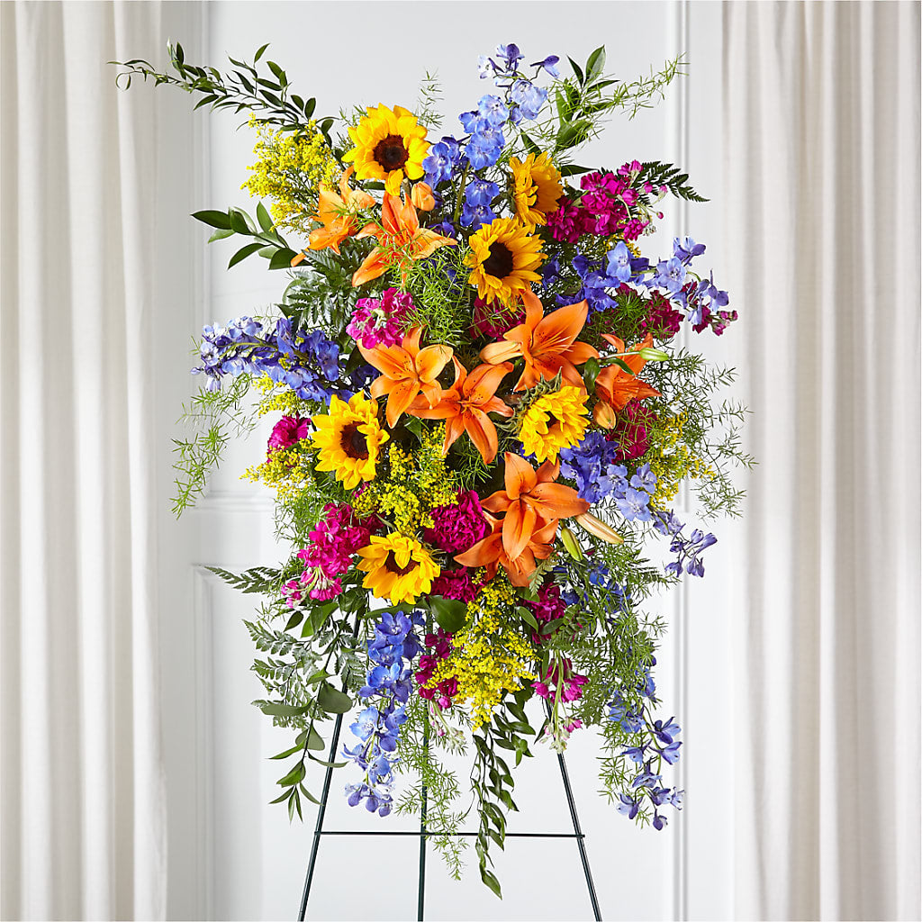Sunlit Memories Standing Spray (Standard) – Our Flower Shop, Gibsonton FL