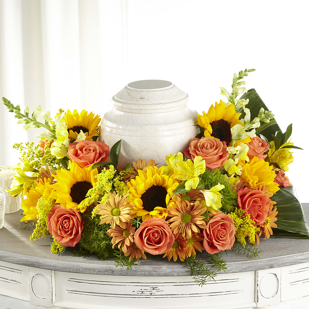 Faithful Sunflower Cremation Adornment – Our Flower Shop, Gibsonton FL