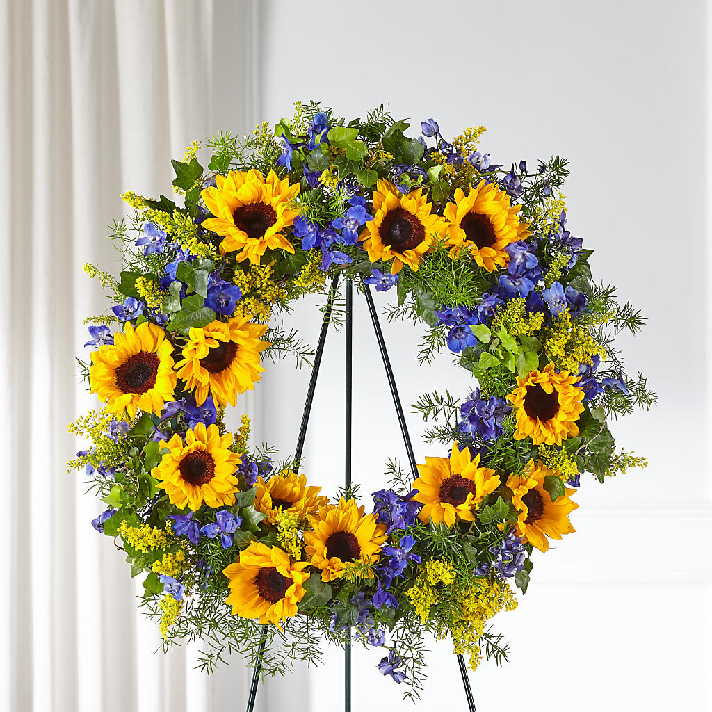 Bright Rays Wreath – Our Flower Shop, Gibsonton FL
