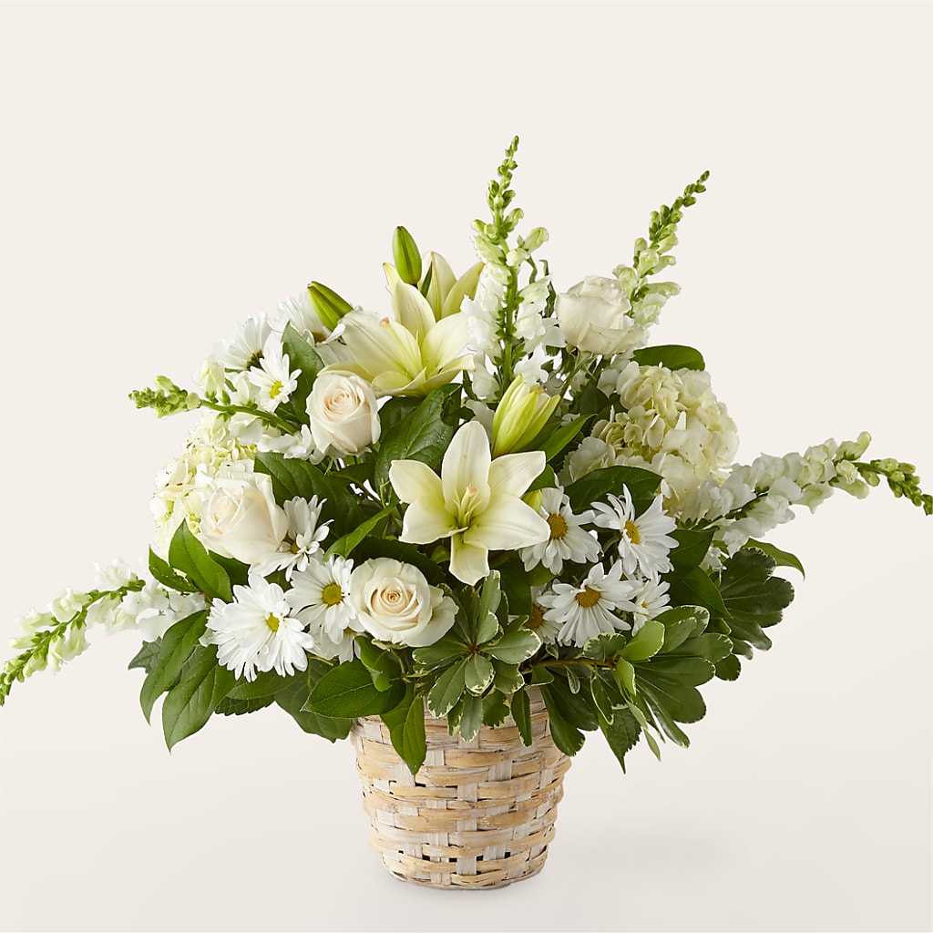 Ivory Elegance Floral Basket – Our Flower Shop, Gibsonton FL