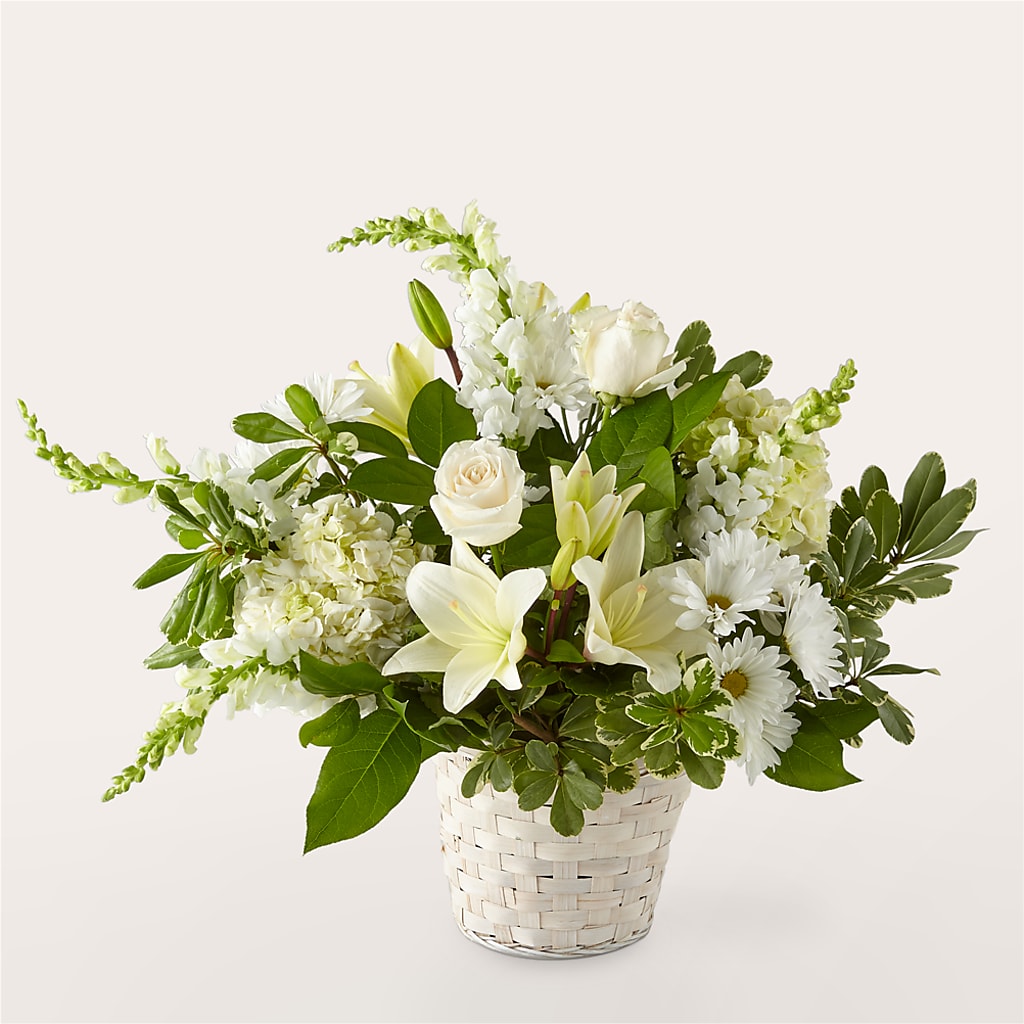 Ivory Elegance Floral Basket – Our Flower Shop, Gibsonton FL