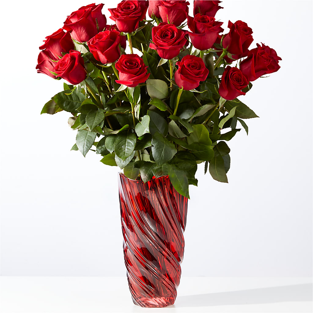 Classic Love Red Rose Bouquet with Luxe Swirl Vase – Our Flower Shop, Gibsonton FL