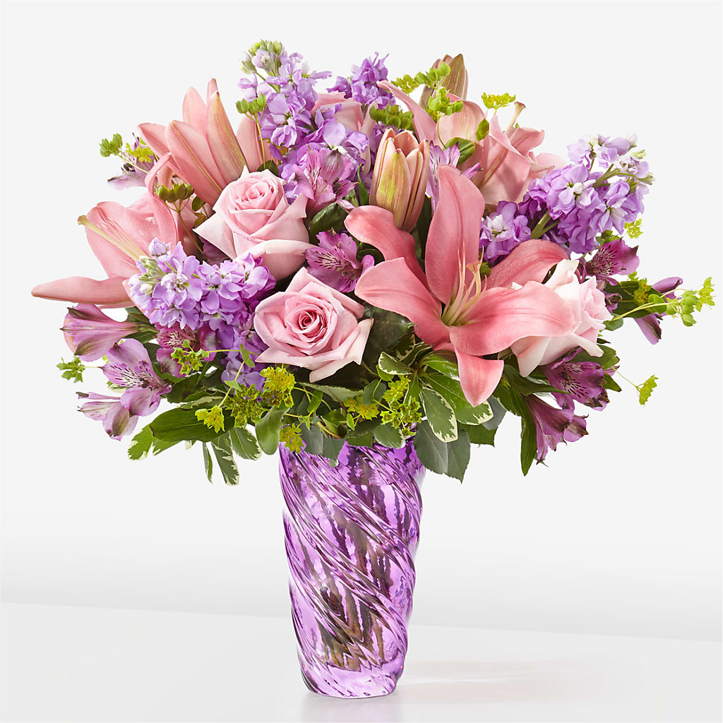 Precious Petals Bouquet with Luxe Swirl Vase – Our Flower Shop, Gibsonton FL
