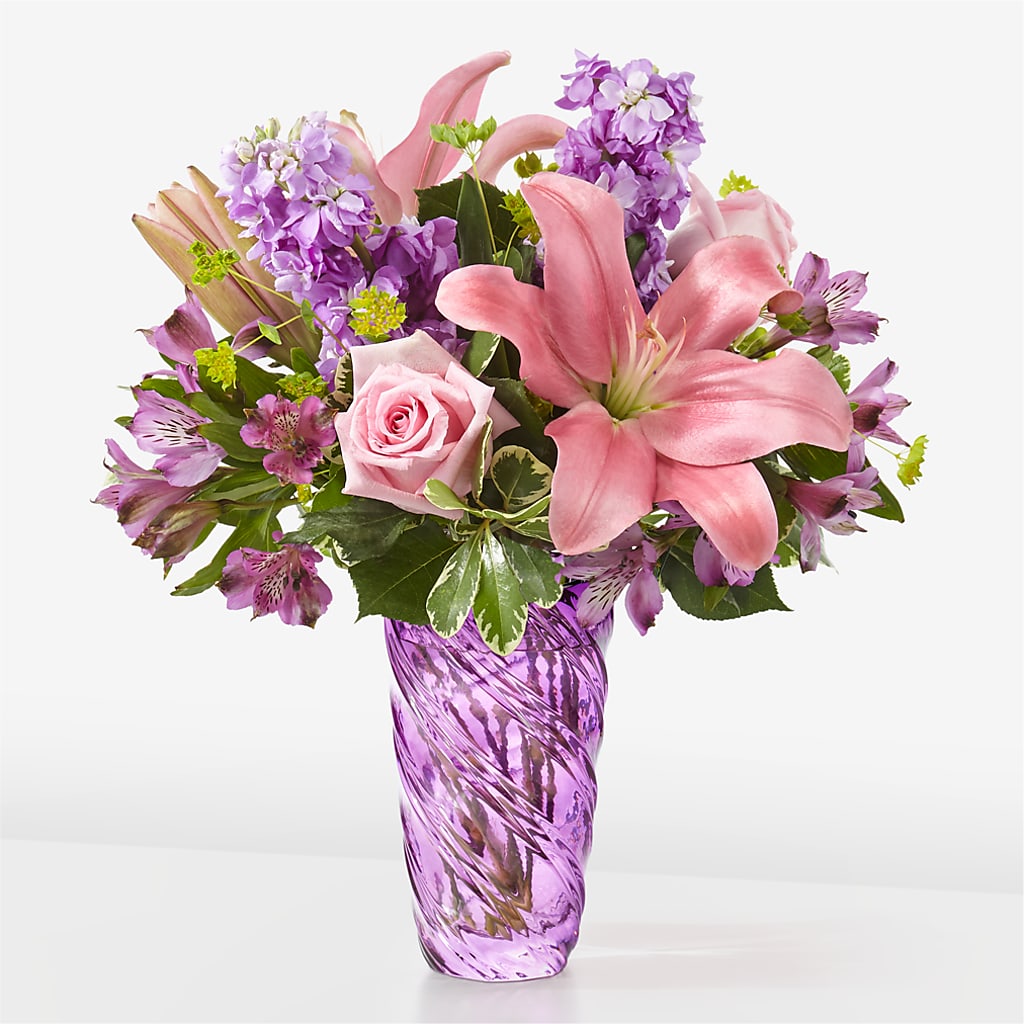 Precious Petals Bouquet with Luxe Swirl Vase – Our Flower Shop, Gibsonton FL