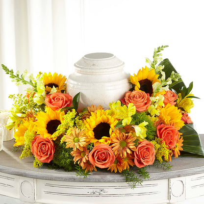 Faithful Sunflower Cremation Adornment –  Our Flower Shop, Gibsonton FL